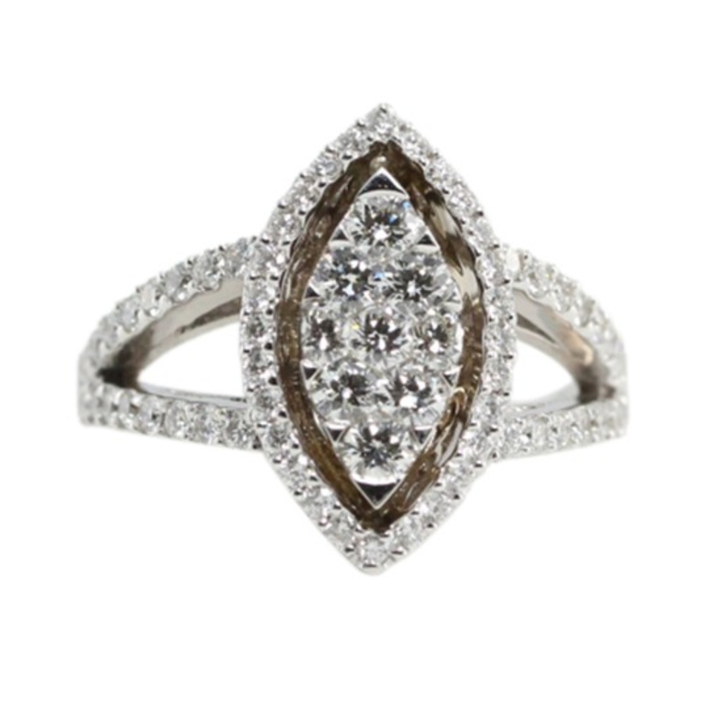 White Round 2 Marquise Ring 1.3 Ct C19000210
